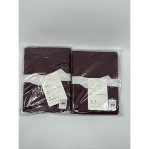 Pottery Barn Merlot Euro Belgian Flax Linen Shams Set Of 2 26"x26" NEW